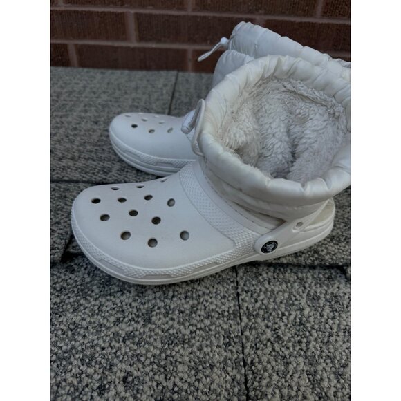 Winter White Crocs Boots With Sherpa Lining For M7/W9 - Picture 2 of 7